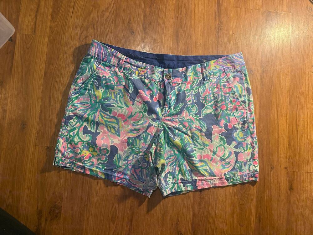 Lilly Pulitzer The Jayne Short in Mermaid's Cove Floral Stretch Cotton Size 16